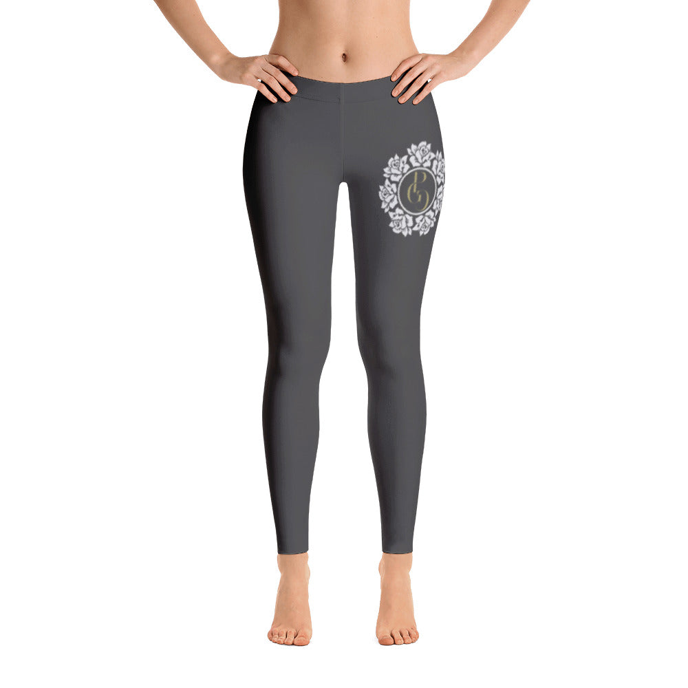 S/C Women's Cut & Sew Grey Leggings Floral Circle Light Grey