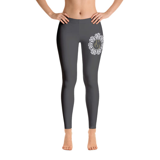 S/C Women's Cut & Sew Grey Leggings Floral Circle Light Grey