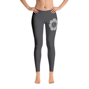 S/C Women's Cut & Sew Grey Leggings Floral Circle Light Grey