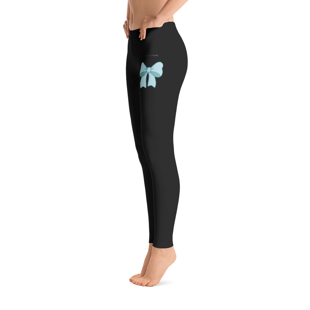 B/C Women's Cut & Sew Casual Black Leggings Bow Light Blue