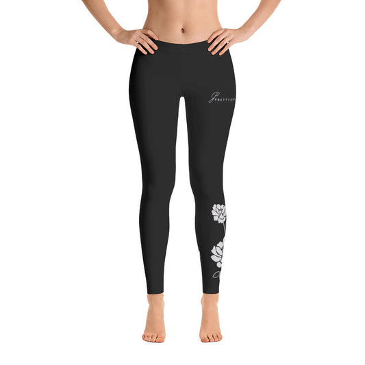 B/C Women's Cut & Sew Leggings Flower Light Grey