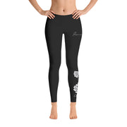 B/C Women's Cut & Sew Leggings Flower Light Grey
