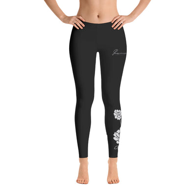 B/C Women's Cut & Sew Leggings Flower Light Grey
