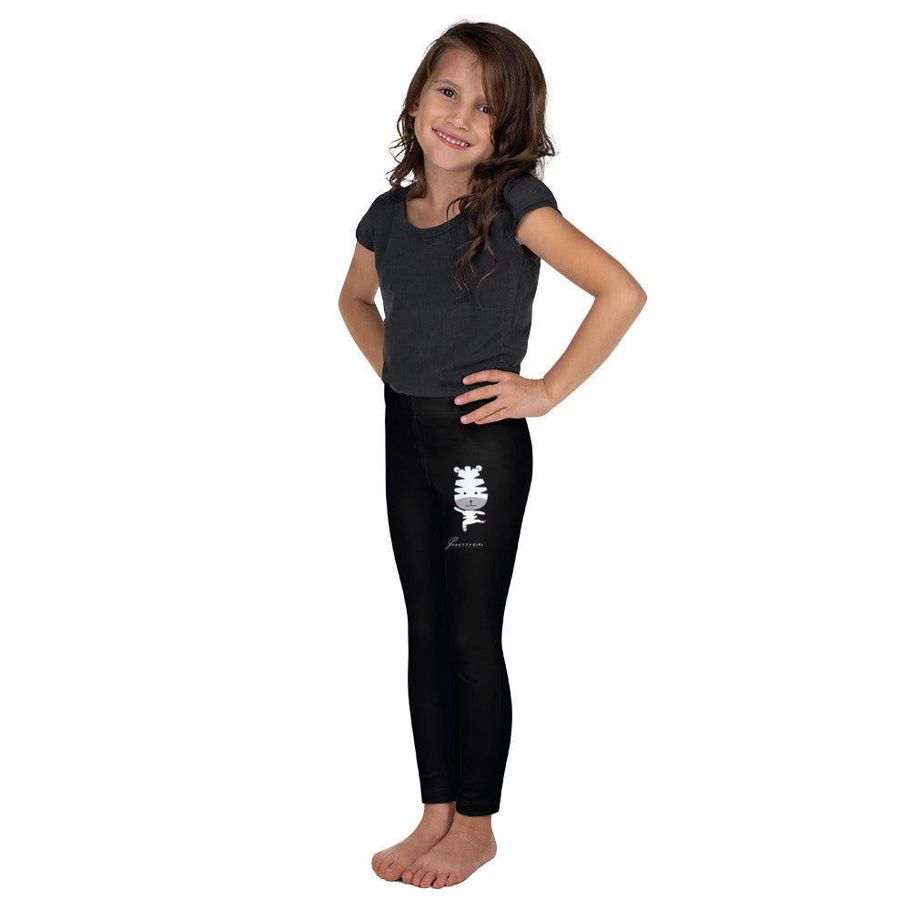 B/C Kid's Black Leggings Cartoon Zebra