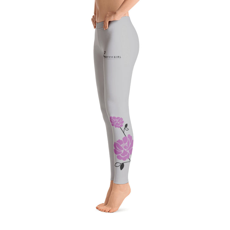 B/C Women's Cut & Sew Leggings Flower Dark Pink