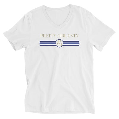 S/C Unisex Short Sleeve V-Neck T-Shirt Stripes Blue
