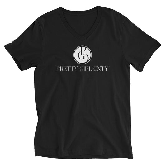 S/C Unisex Short Sleeve V-Neck T-Shirt Signature Logo White