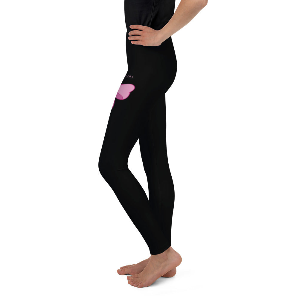 B/C Junior Black Leggings Bow Pink