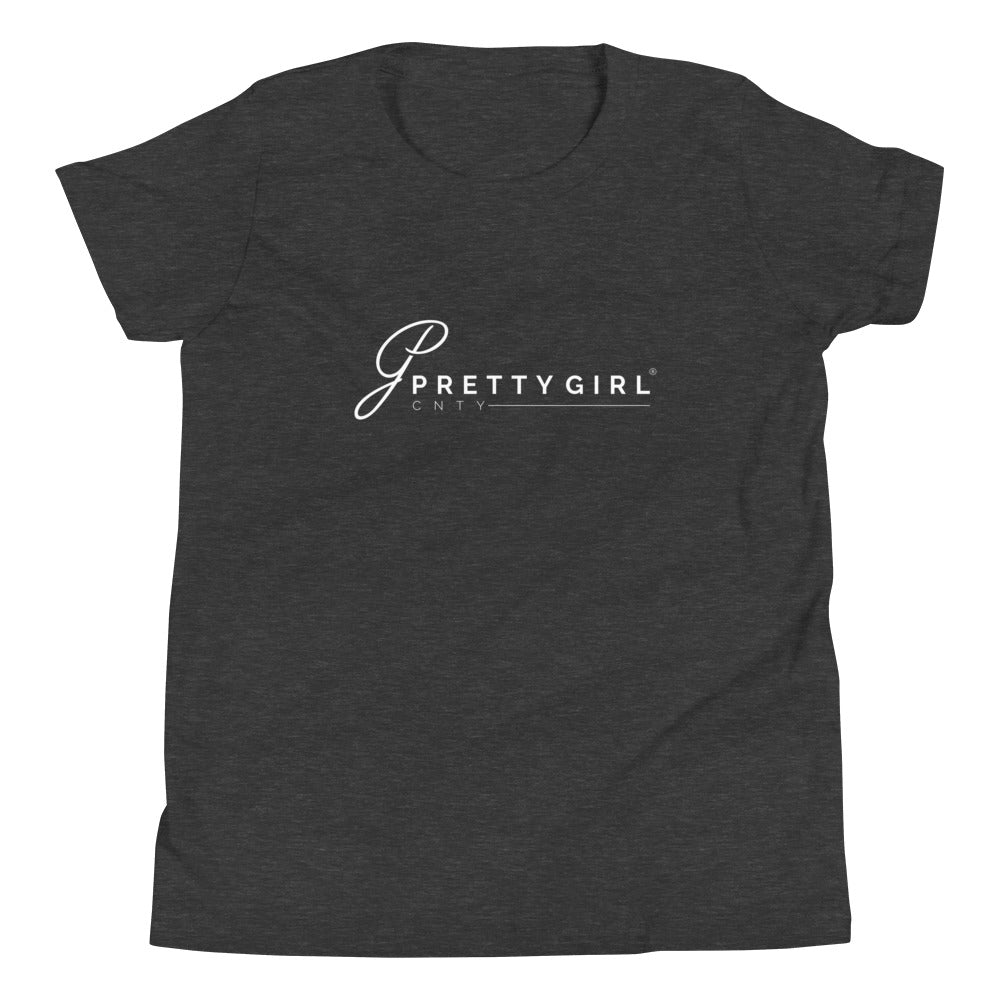 B/C Girl's T-Shirt Classic Ballerina Text White
