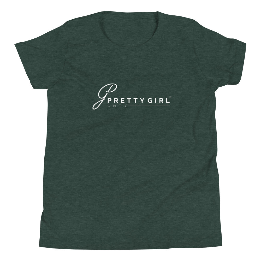 B/C Girl's T-Shirt Classic Ballerina Text White
